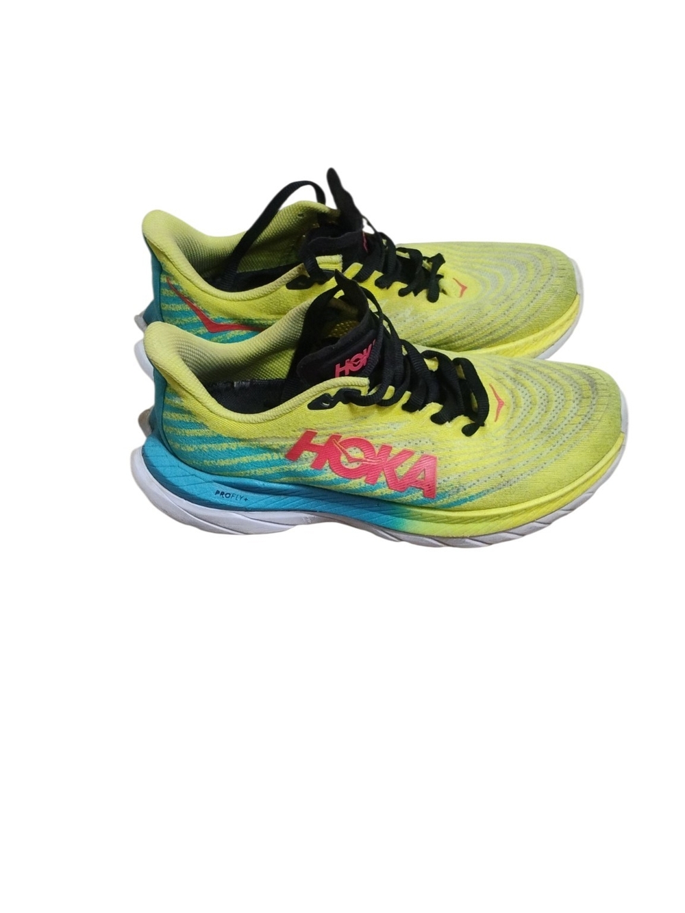 Hoka Mach 5   Yellow, Blue, Black Athletic Shoes Women's Size 8.5